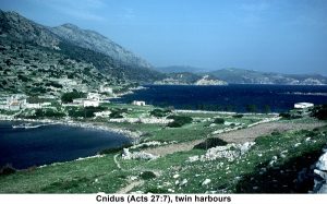 Cnidus (Acts 27:7), twin harbours
