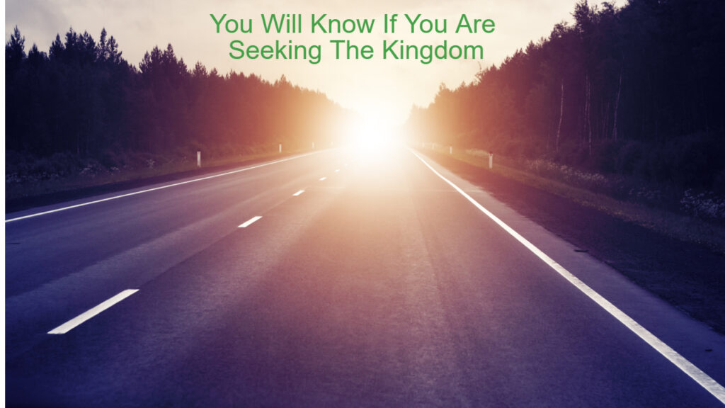 You Will Know If You Are Seeking The Kingdom